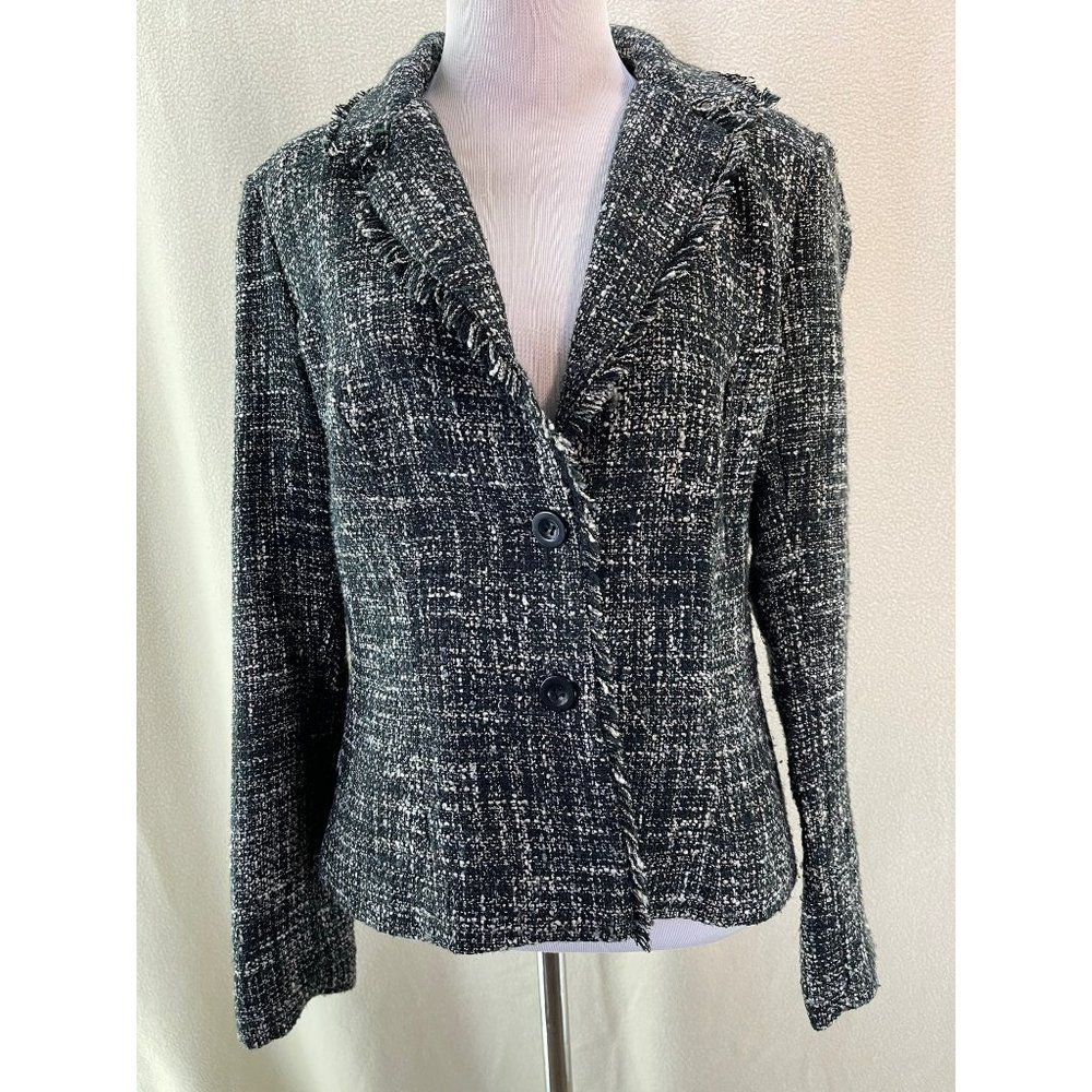 Vintage Briggs Petite White Flecked Twill 2-Button Blazer